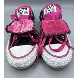 Converse Sneakers Double Tongue Black Pink Girls Youth Size 5